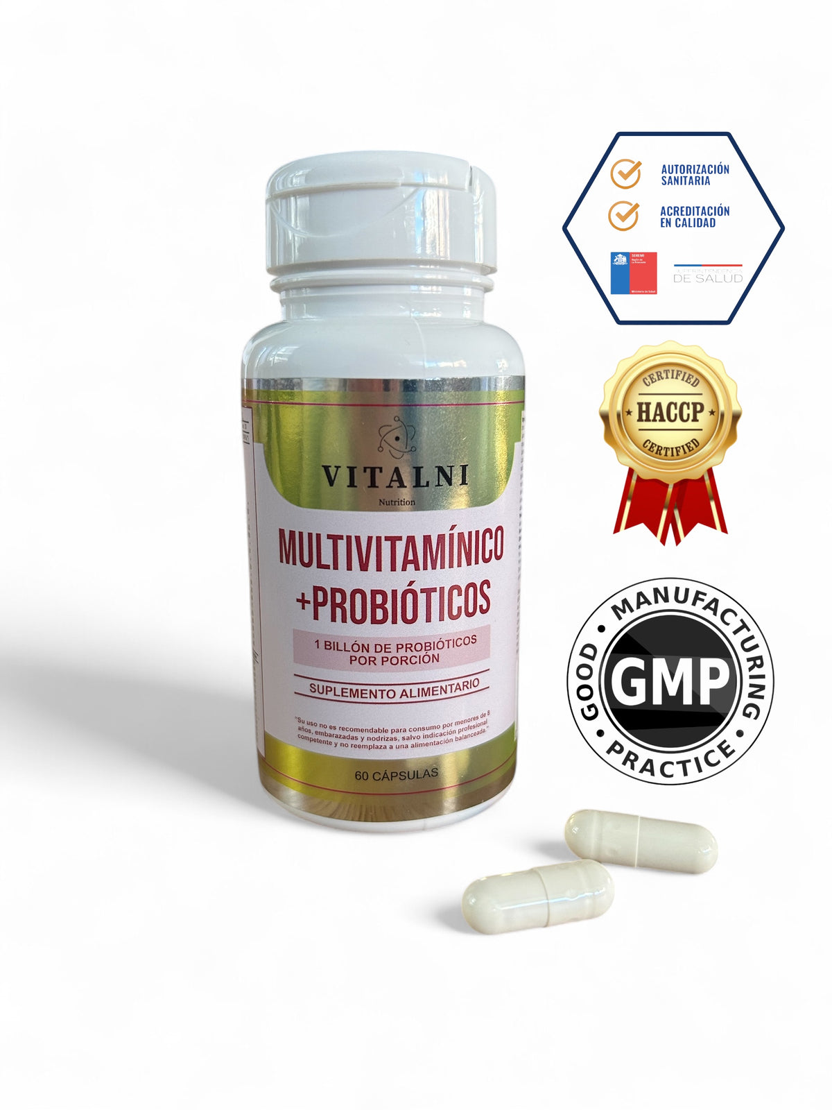 Multivitamínico con probióticos, envase original